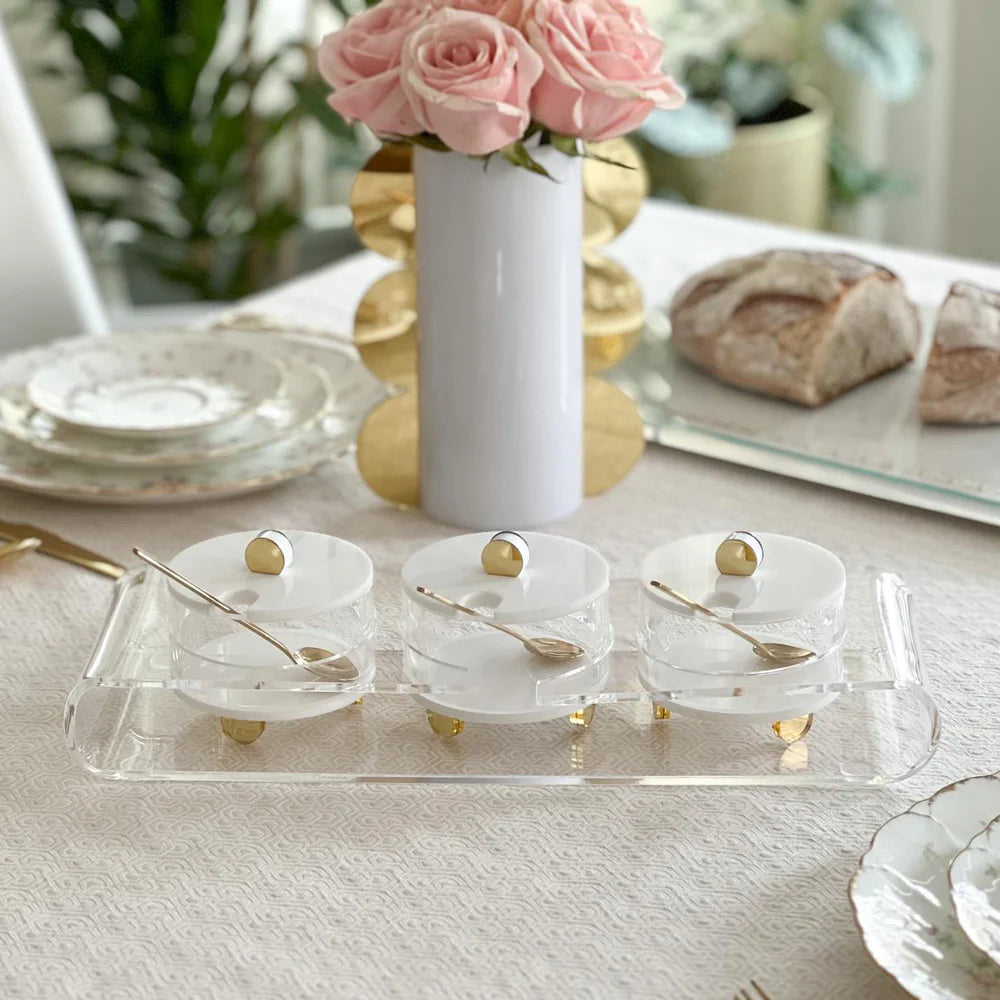 Lucite Serving Dips Tray with Lids