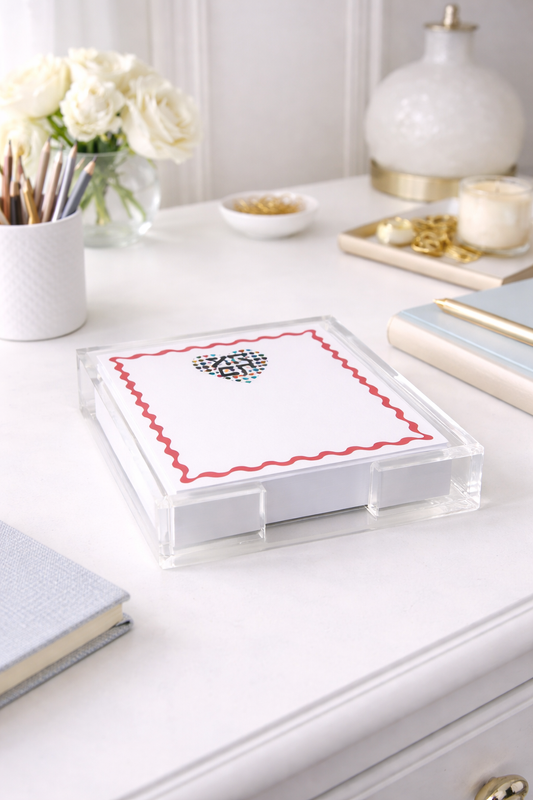 Notepad in Acrylic Holder Ahava Love Heart