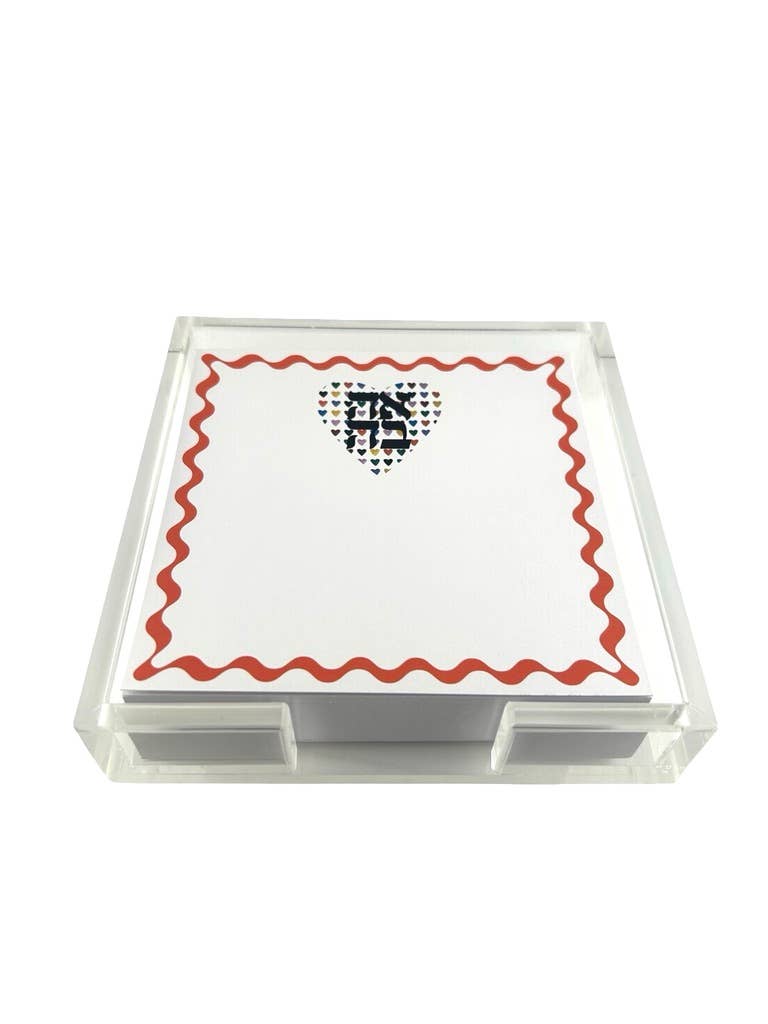 Notepad in Acrylic Holder Ahava Love Heart