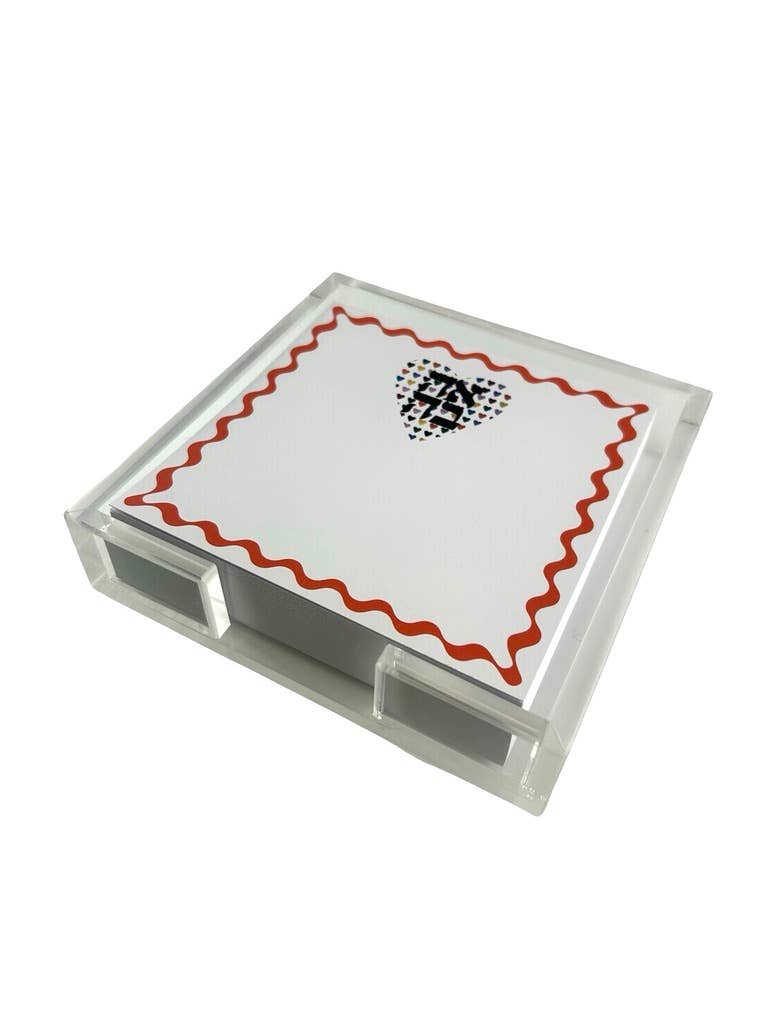 Notepad in Acrylic Holder Ahava Love Heart