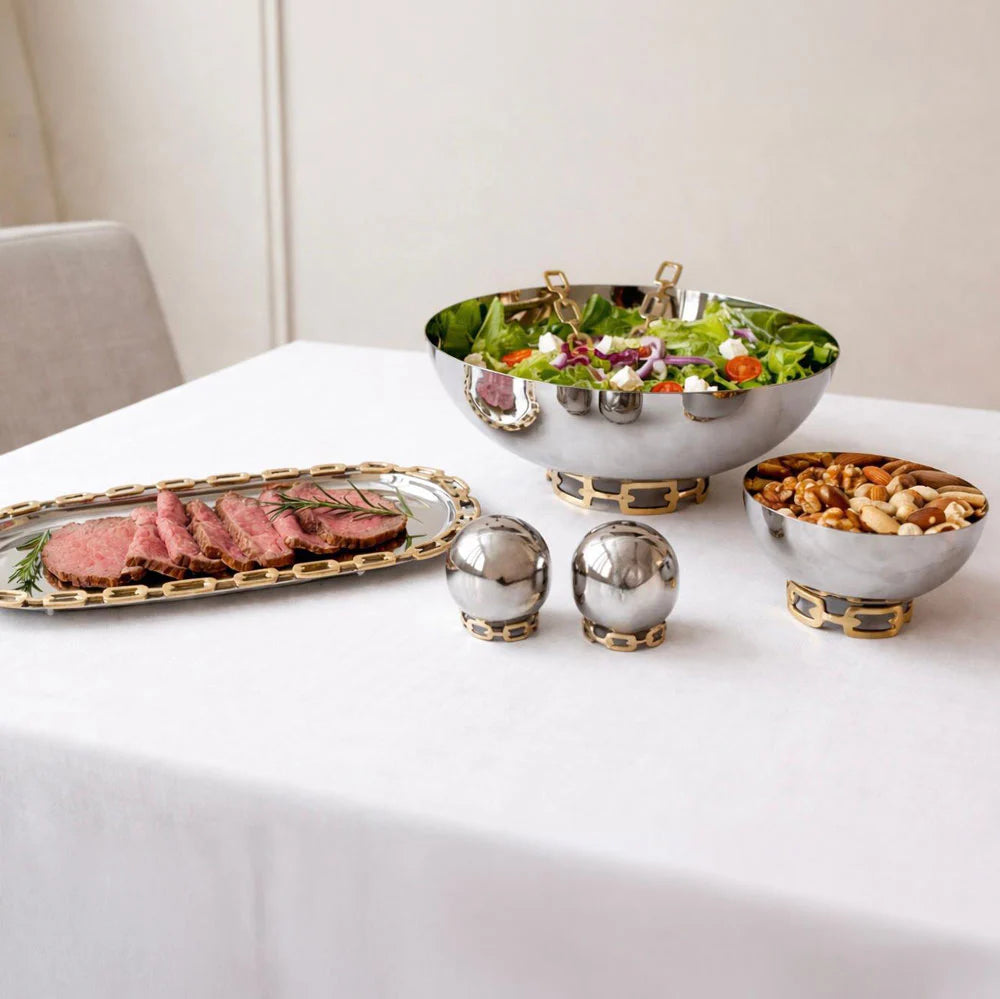 Luxe Linked Stainless Steel Bowl