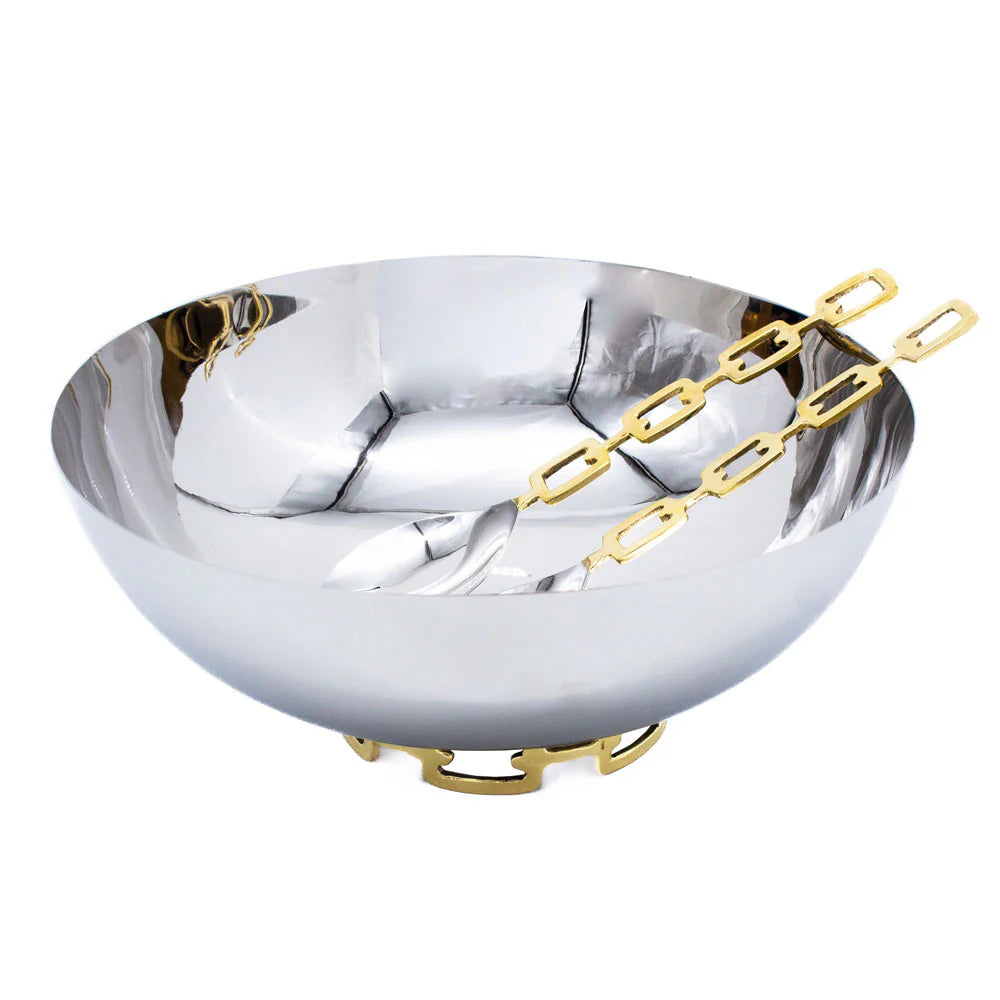 Luxe Linked Chain Stainless Steel Salad Serving Bowl