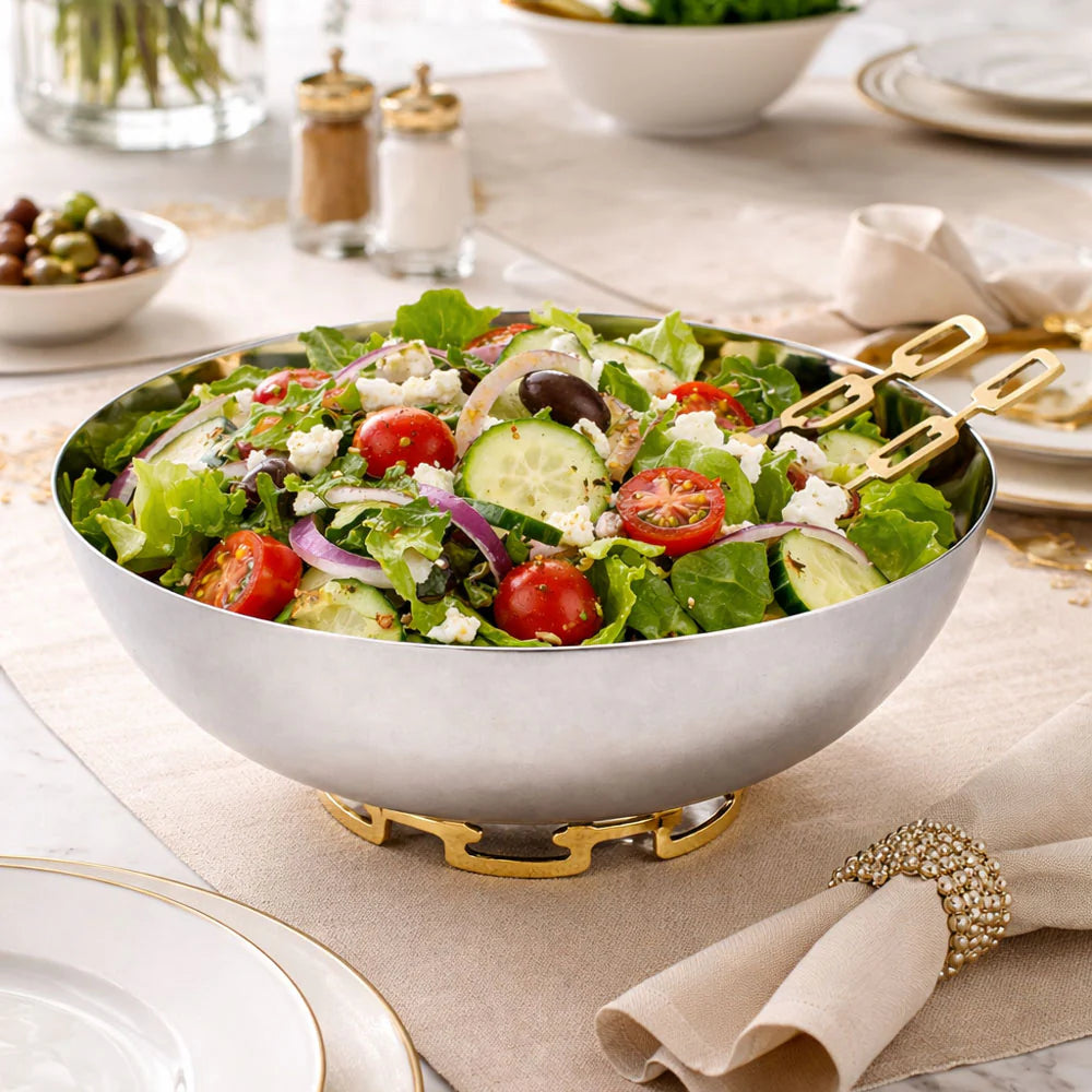 Luxe Linked Chain Stainless Steel Salad Serving Bowl