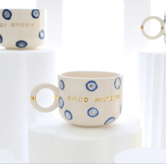 Evil eye good morning mug with saucer 200 ml