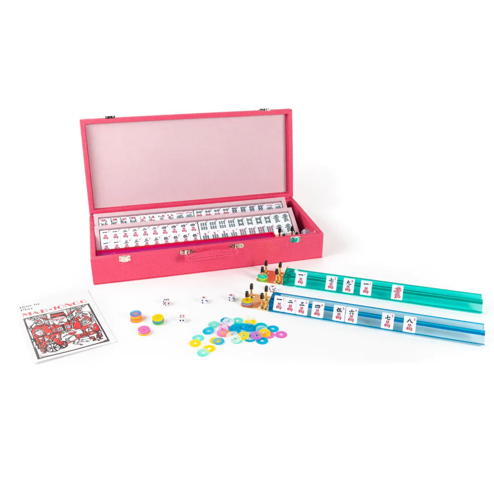 mahjong game set leather
