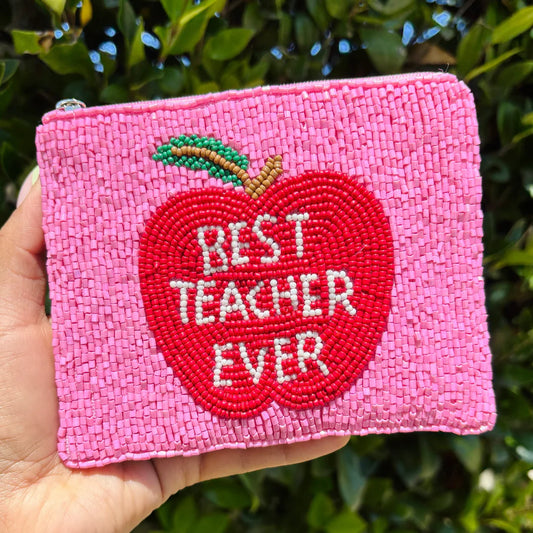 Best Teacher Ever - Beaded Coin Purse