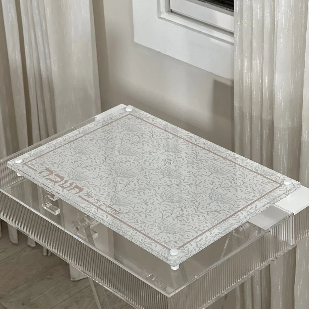 Lucite Chanukah Tray with Menorah Vine Deisgn