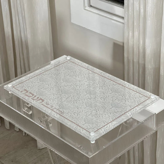 Lucite Chanukah Tray with Menorah Vine Deisgn