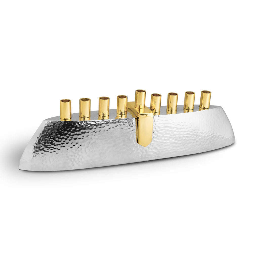 Luxe Aluminum Hammered Menorah for Chanukah