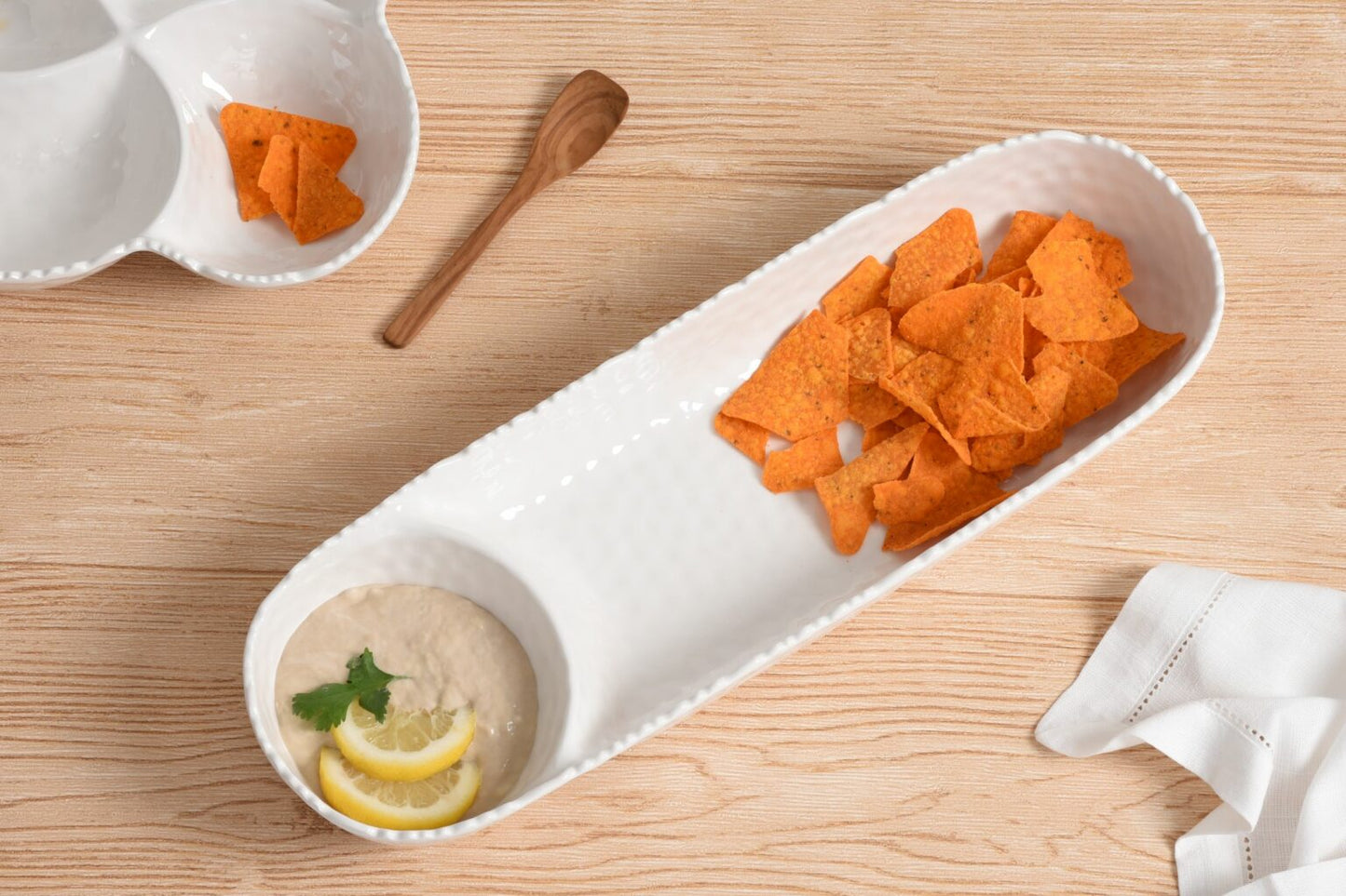 Glossy Melamine Chip & Dip Shatterproof Tray