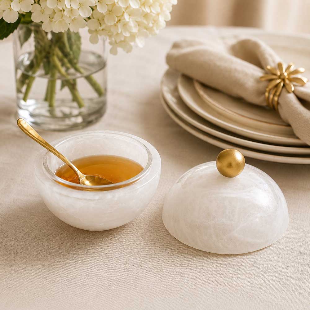 Resin Snow Drift Honey Dish - Gold