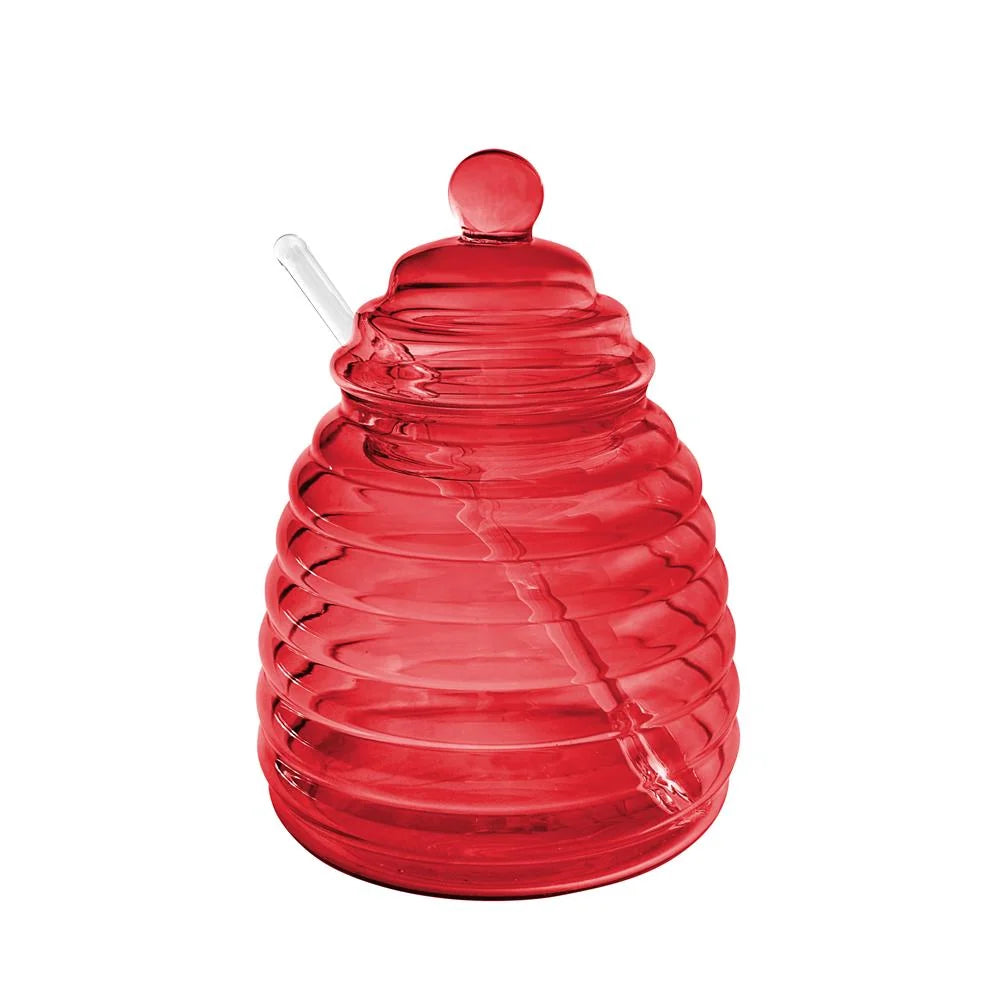 Hive Glass Honey Dish with spoon
