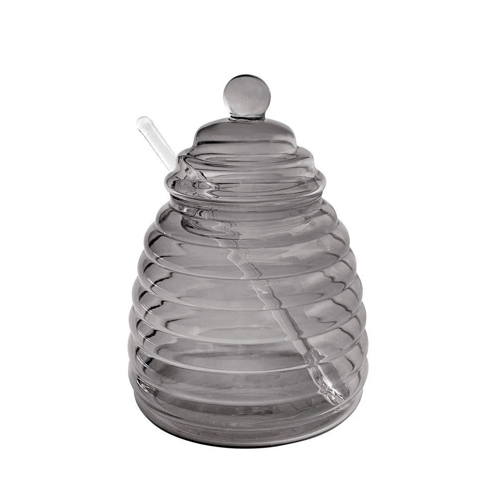 Hive Glass Honey Dish with spoon