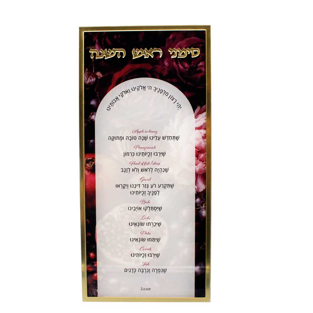 Velvet Orchard Simanim Card Display - Hebrew & English Headings