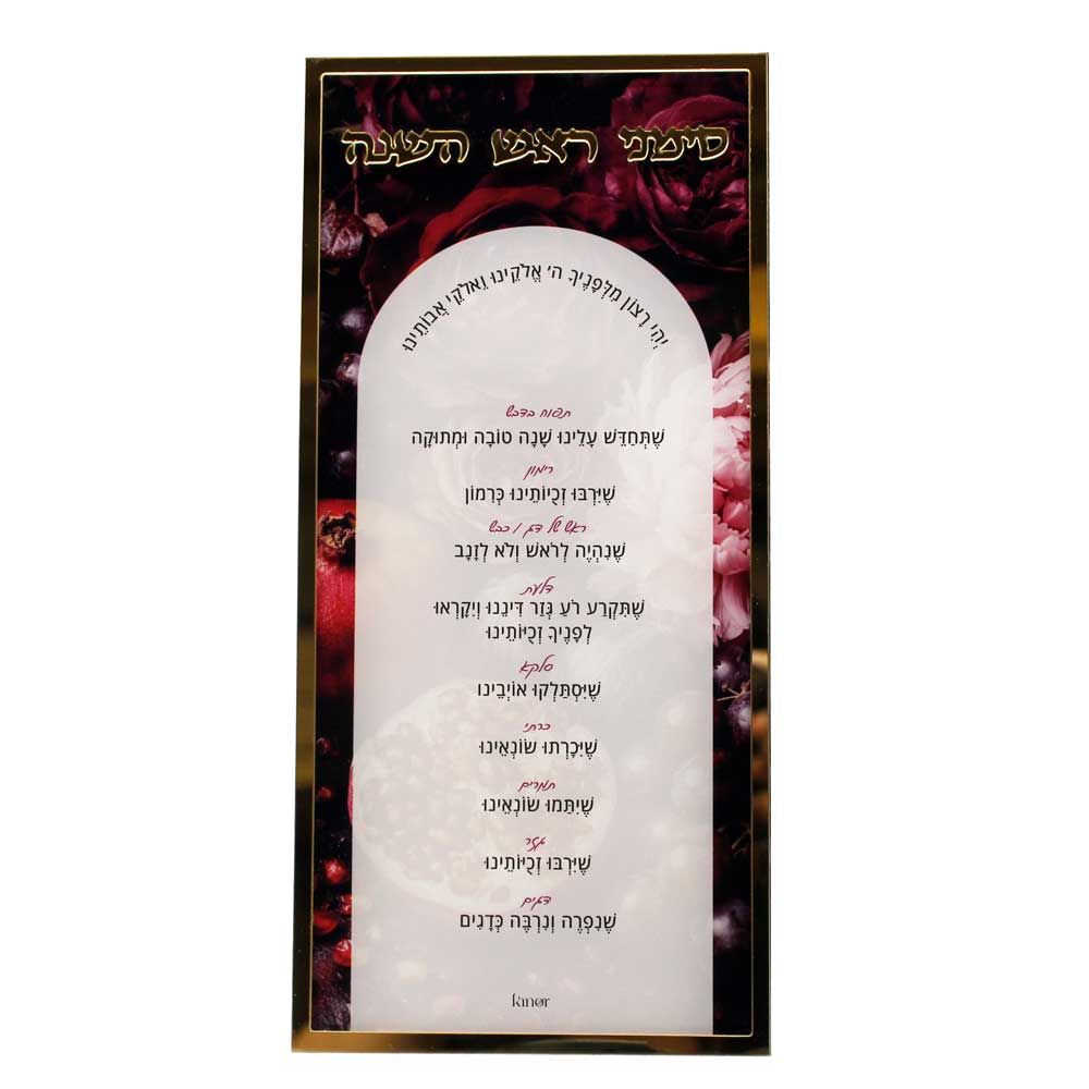 Velvet Orchard Simanim Card Display - Hebrew & English Headings