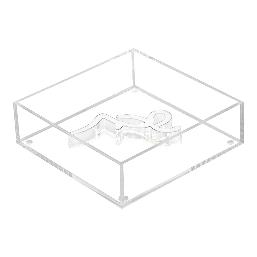 Lucite Napkin Holder with Shabbos Weight