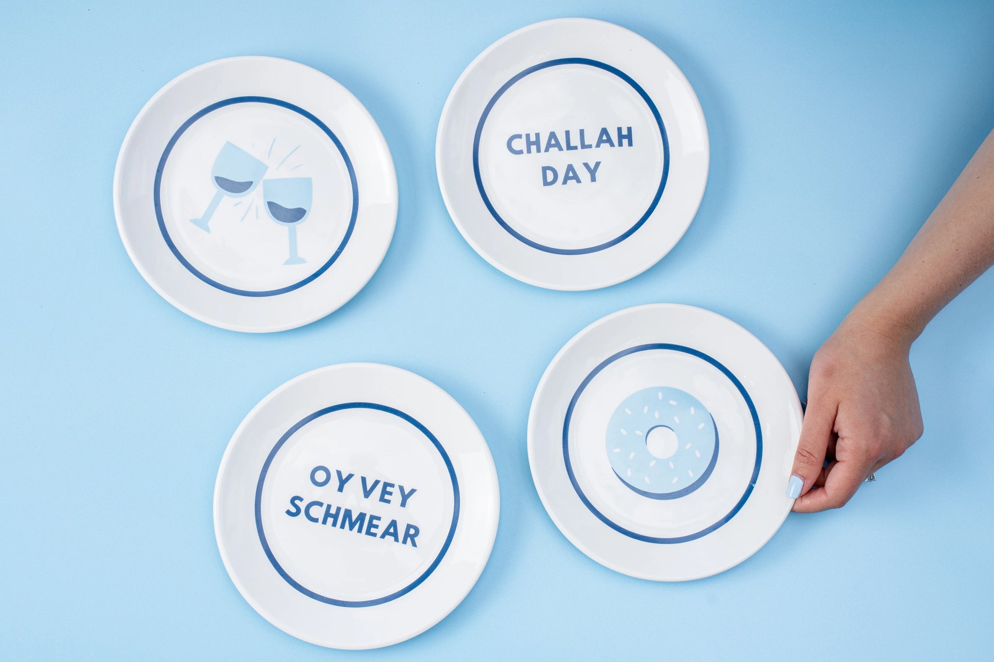 Shabbat & Schmear Porcelain Nosh Plates funny Jewish plates 