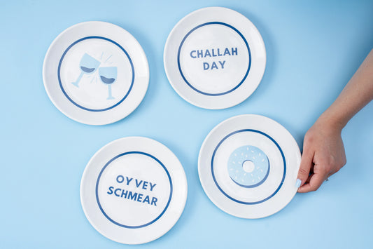 Shabbat & Schmear Porcelain Nosh Plates funny Jewish plates 