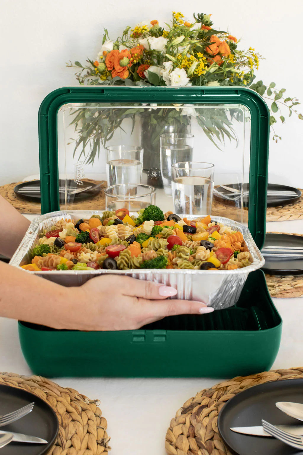 Foil Pan Carrier Holder with Lid- For Disposable Tins