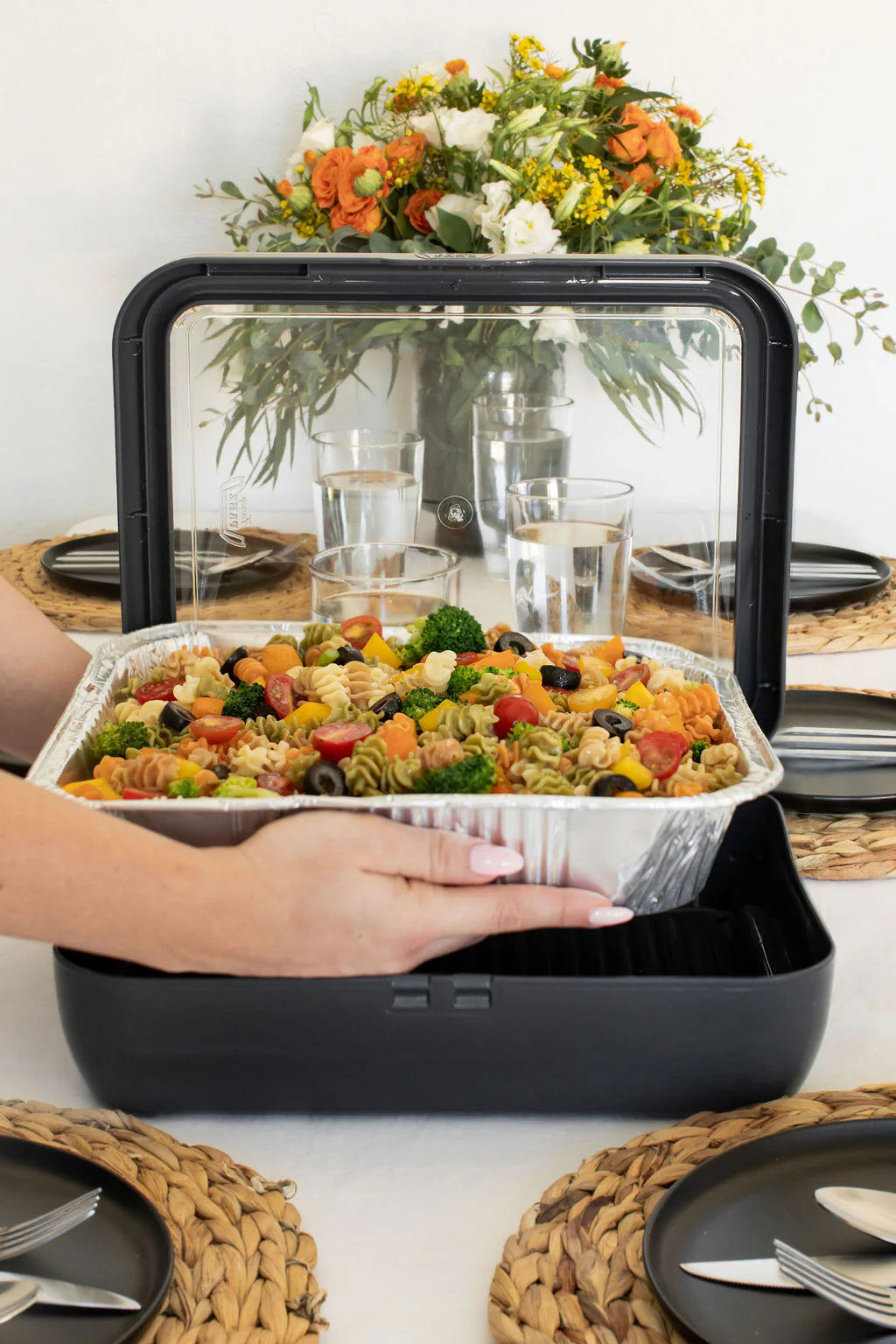 Foil Pan Carrier Holder with Lid- For Disposable Tins