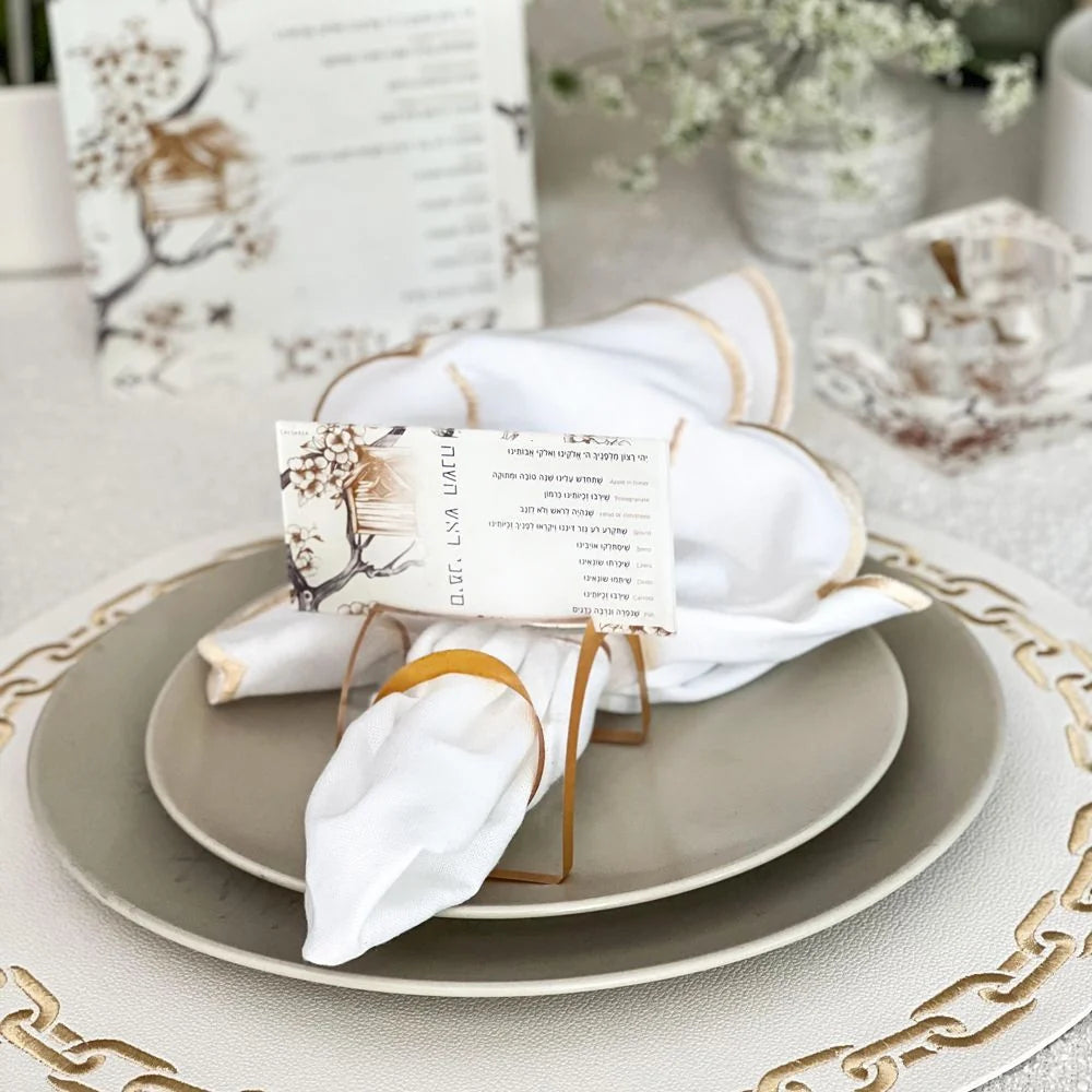 Rosh Hashanah Simanim Place Cards Toile Design 4pk