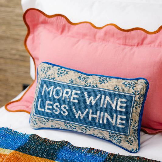 More Wine Less Whine needlepoint throw decor pillow home decor 