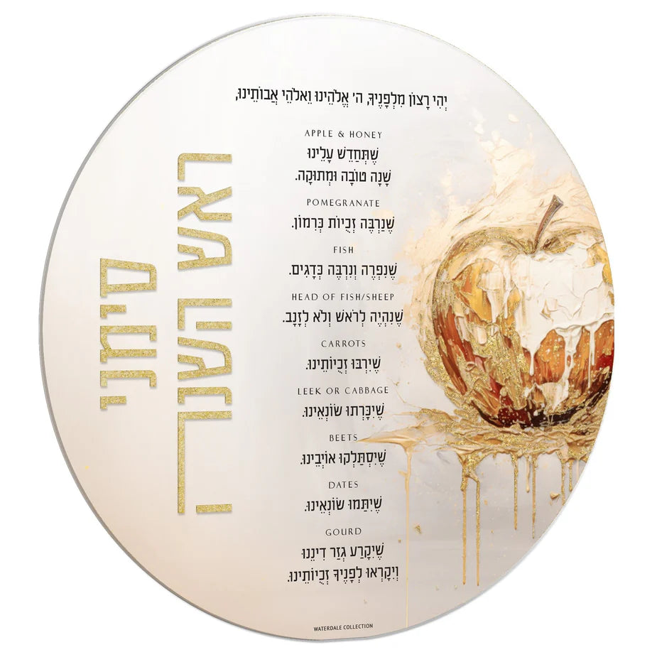 Round Painted Rosh Hashana Simanim Card