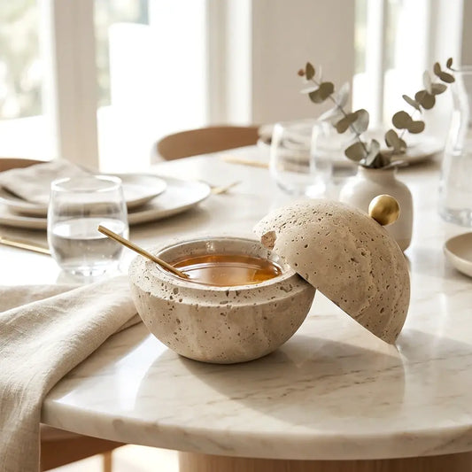 Travertine Honey Dish for Rosh Hashanah