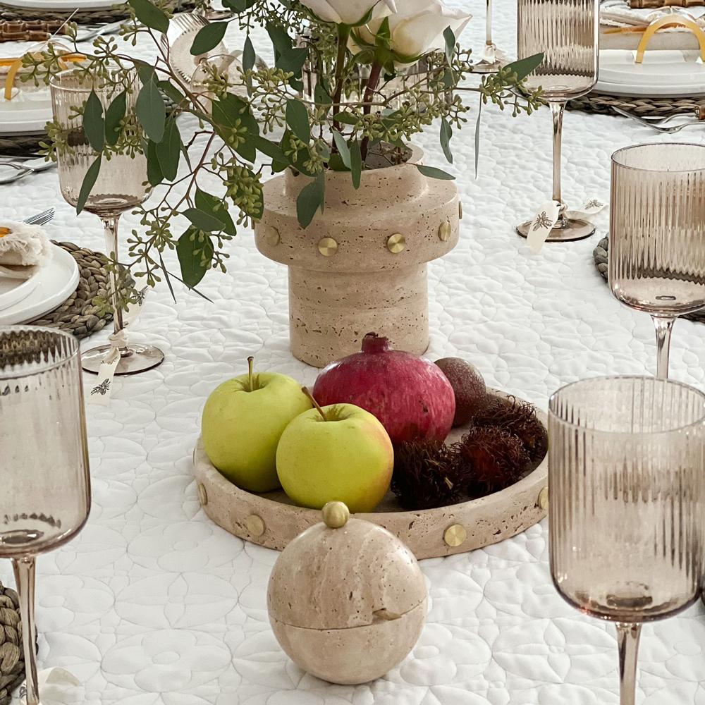 Travertine Honey Dish for Rosh Hashanah
