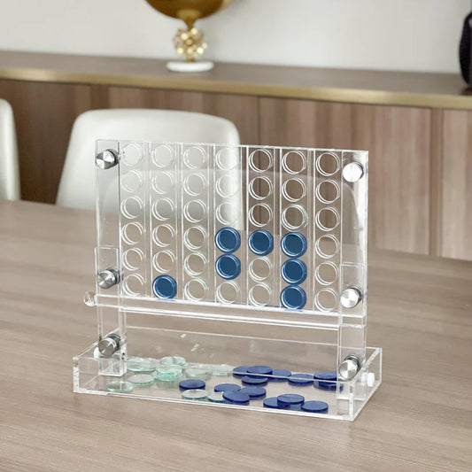 Lucite blue and Clear connect 4 game set