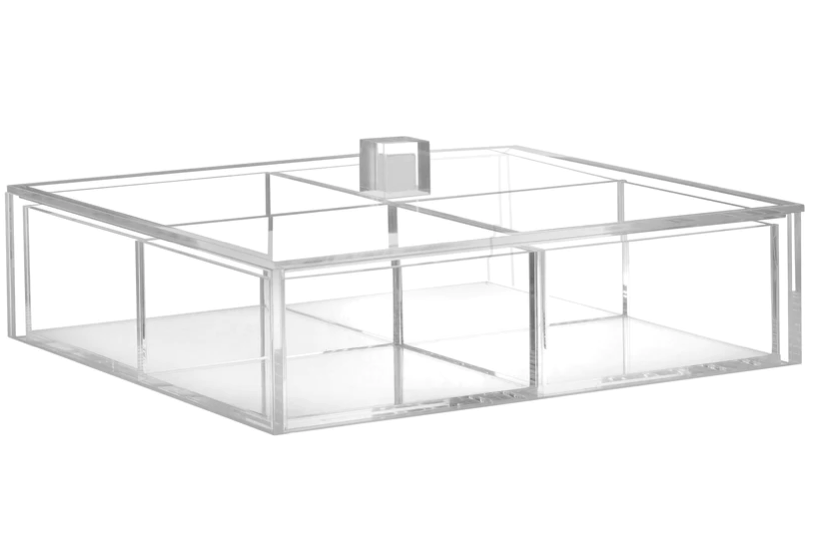 Lucite 4 Square Sectional Serving Dish