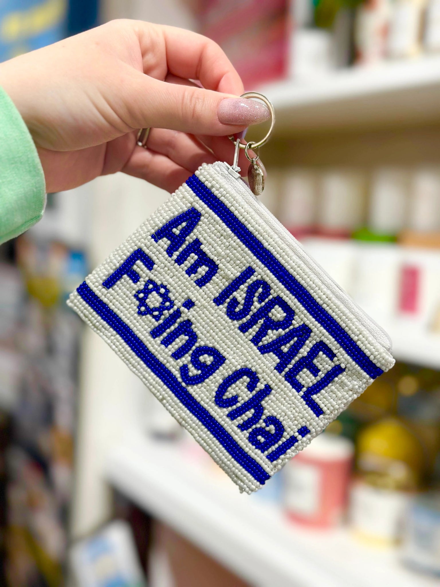 Am Israel F🔯ing Chai Beaded Zippered Coin Pouch - Little Somethings NYC