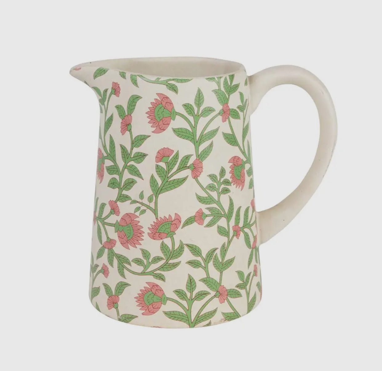 Blooming Vines Handmade Indian Ceramic Drink Pitcher - Little Somethings NYC