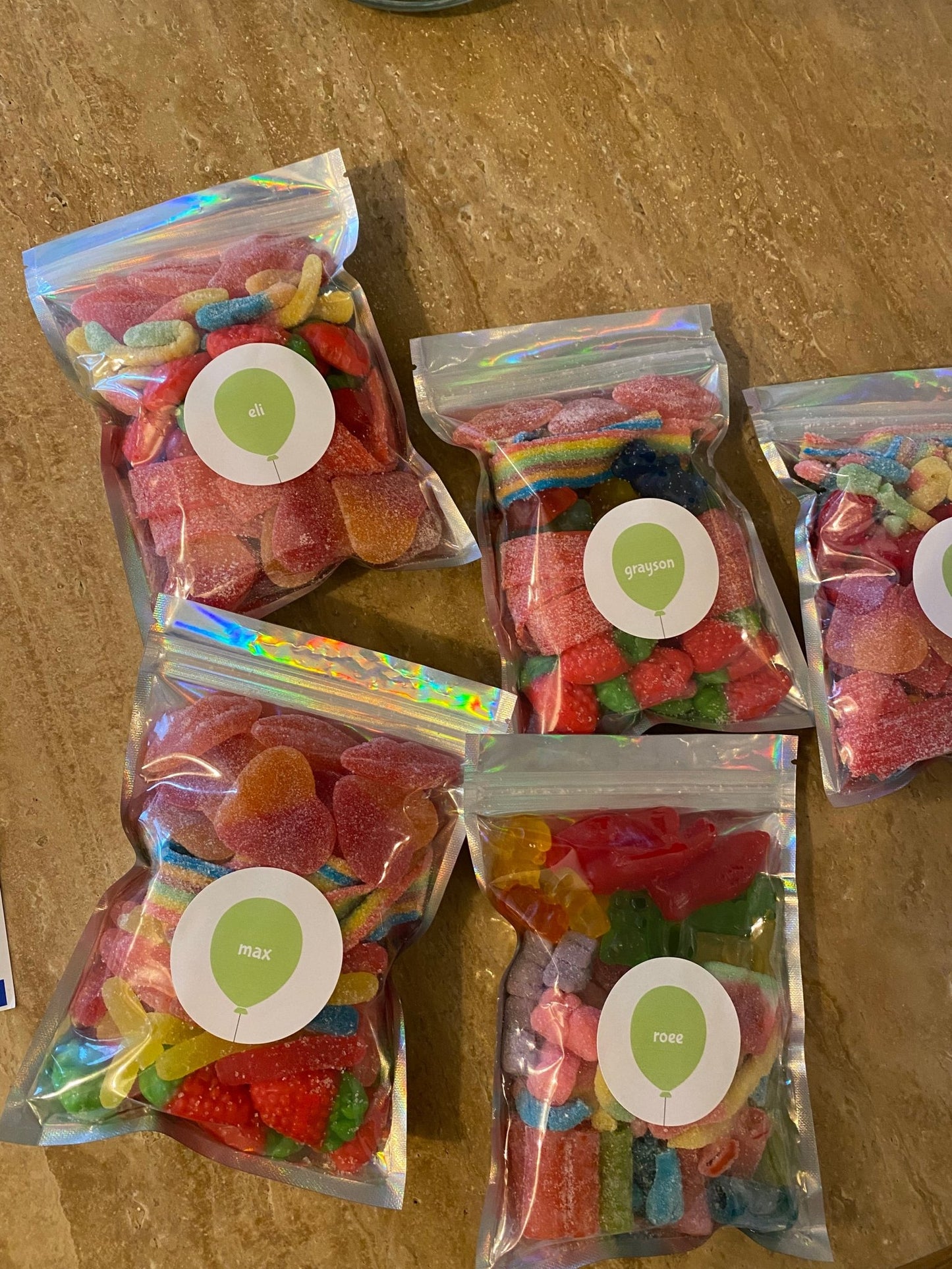 kosher candy pouches filled with fresh candy