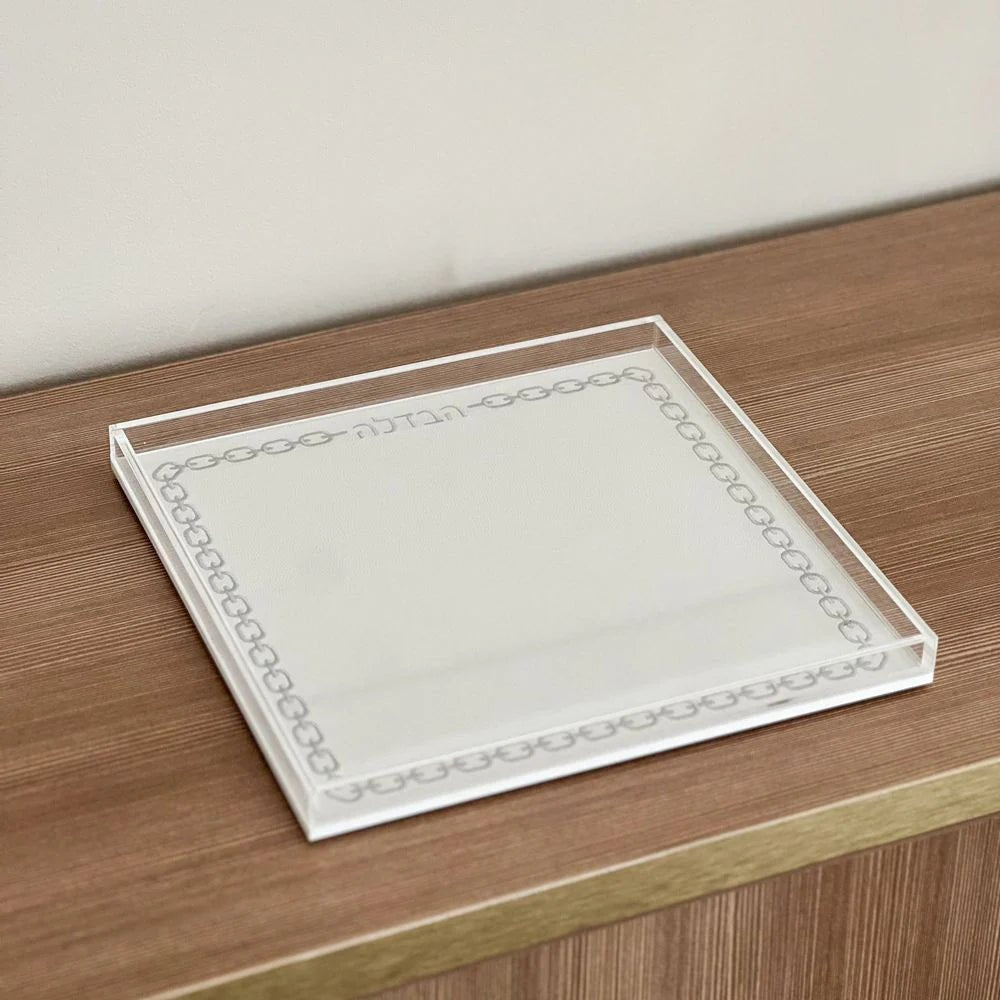 Chain Design Lucite and Leatherette Havdalah Tray - Little Somethings NYC