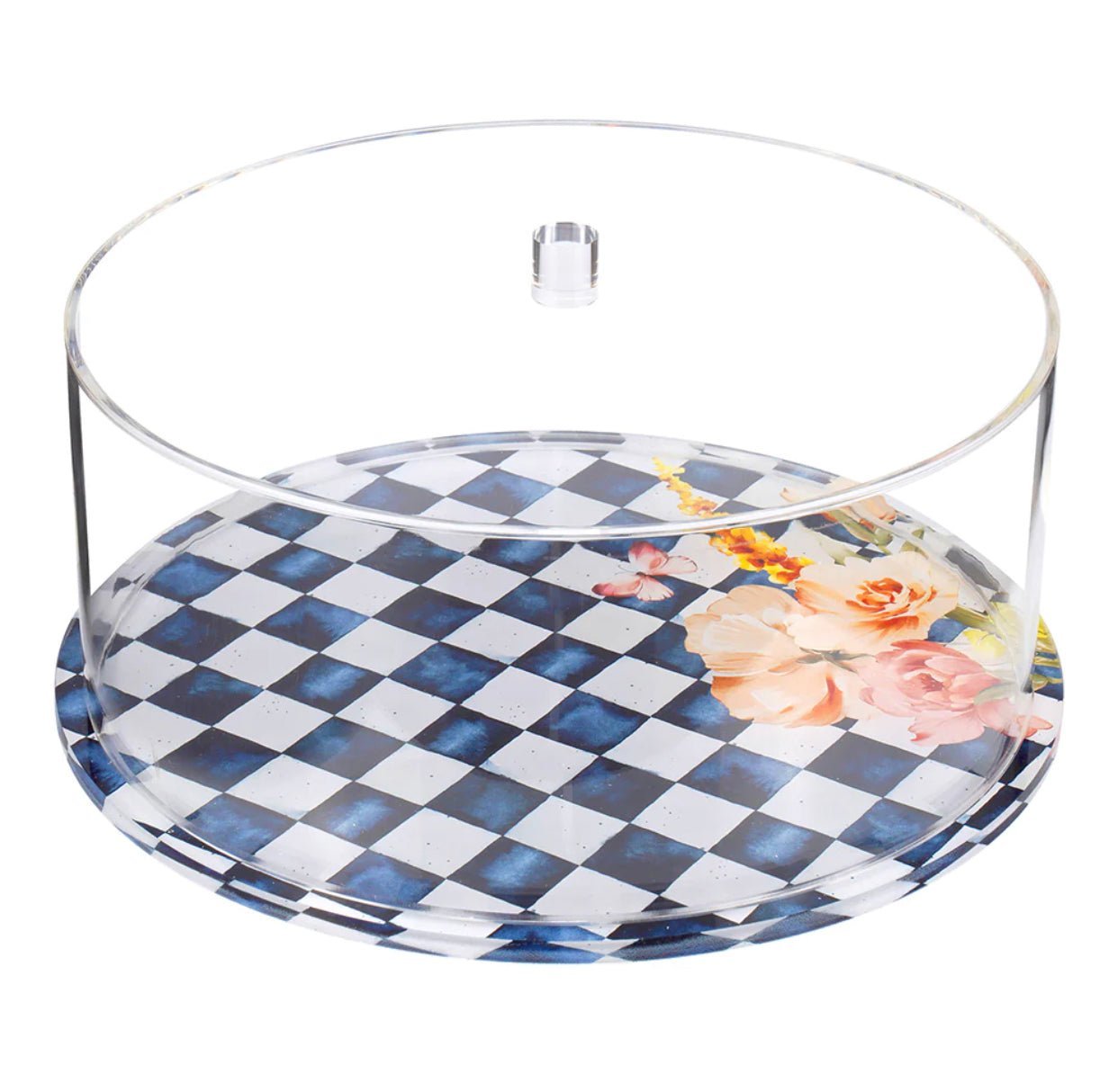 Chic Checkered Lucite Cake Dome with Cover - Little Somethings NYC