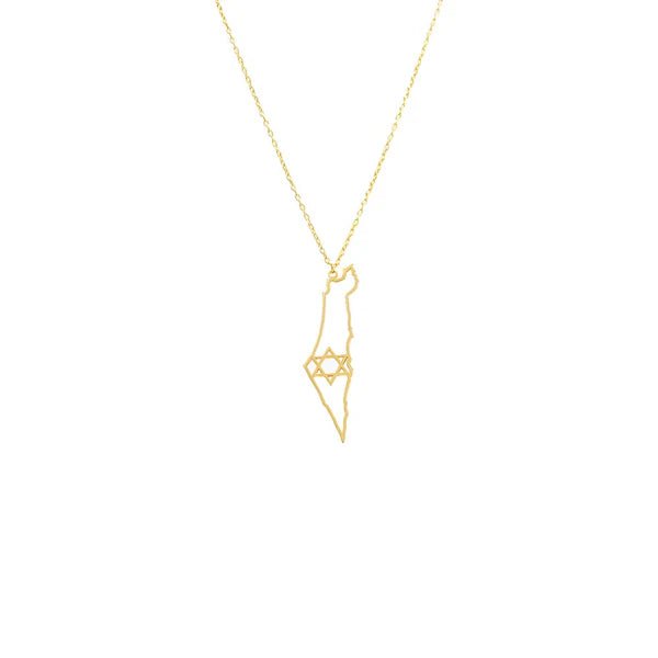 Cutout Star Of David Map Of Israel Necklace - Little Somethings NYC