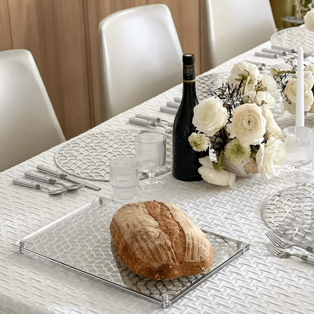 Glass and Mirror Laser Cut Challah Board for Shabbos & Chaggim - Little Somethings NYC