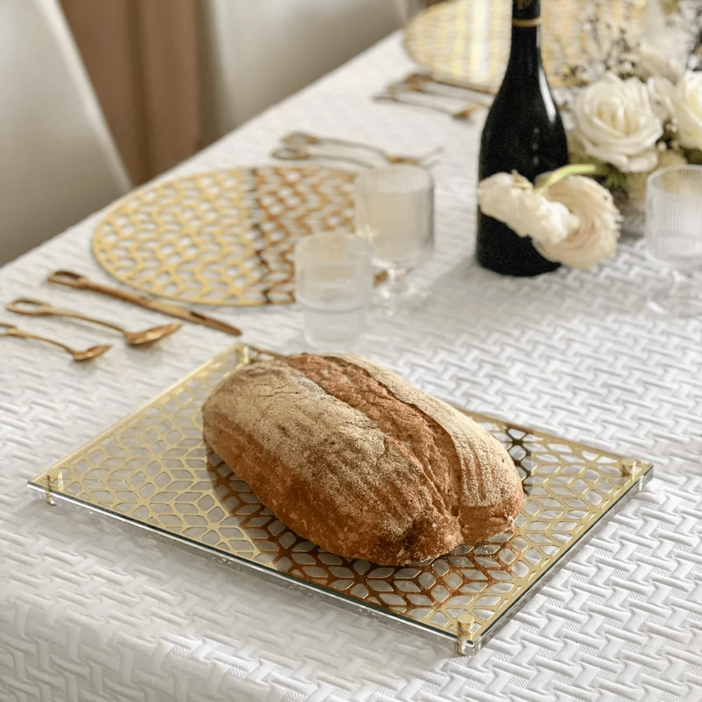 Glass and Mirror Laser Cut Challah Board for Shabbos & Chaggim - Little Somethings NYC