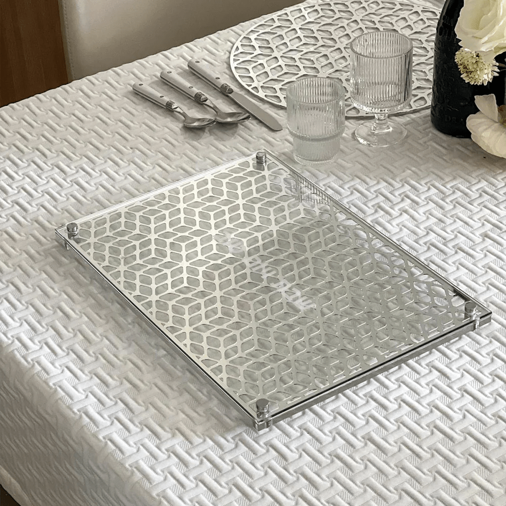 Glass and Mirror Laser Cut Challah Board for Shabbos & Chaggim - Little Somethings NYC