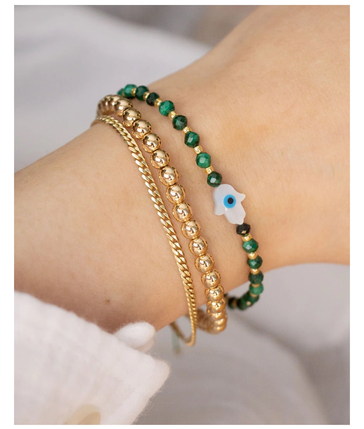 Hamsa Gemstone Stacking Bracelet - Little Somethings NYC