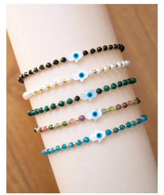 Hamsa Gemstone Stacking Bracelet - Little Somethings NYC