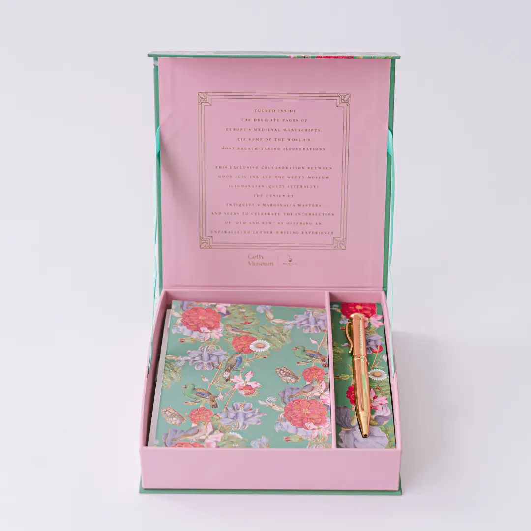 Pink Bird Menagerie Illumination Luxury Stationery Set