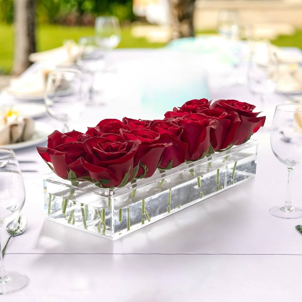 Lucite Rectangle Flower Box Centerpiece