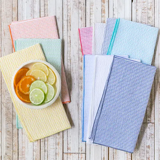 Seersucker Cloth Napkins, Set of 8