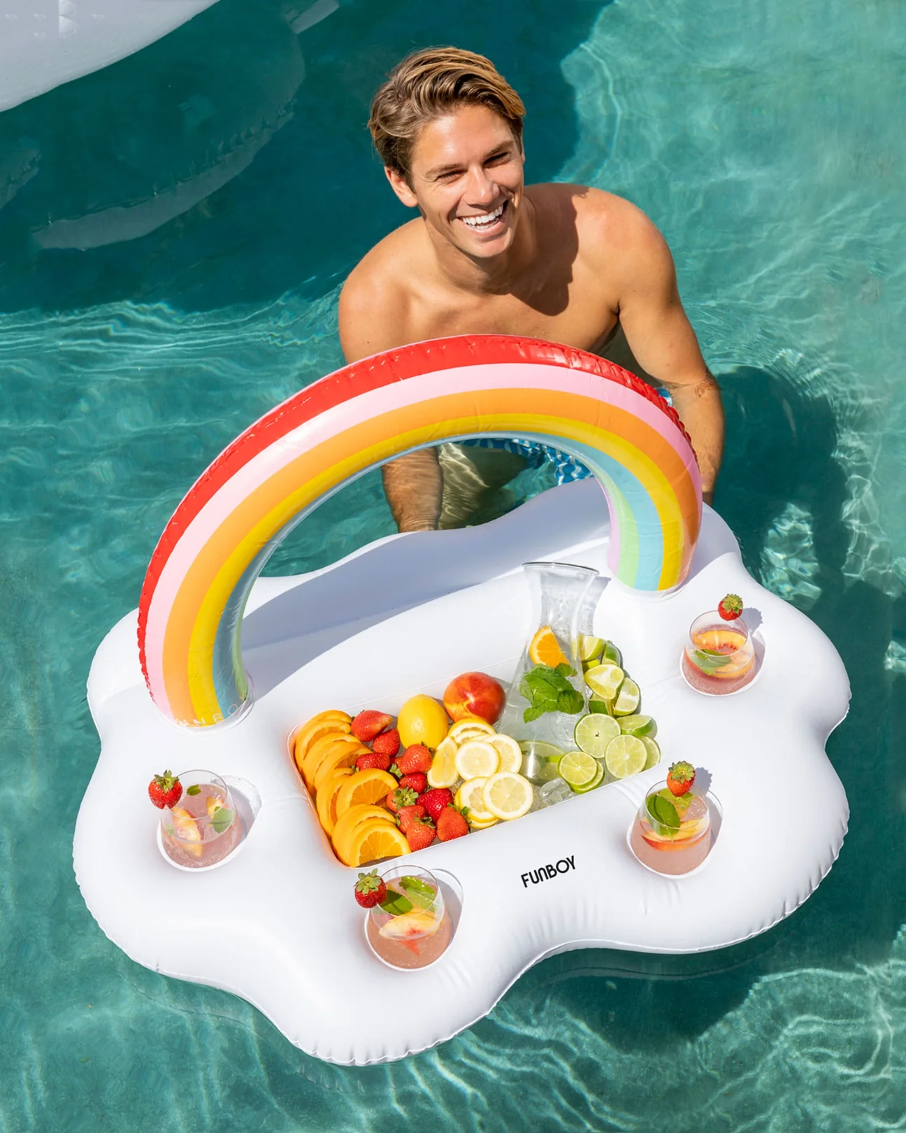 Inflatable Cooler: Rainbow Cloud Floating Drink Station