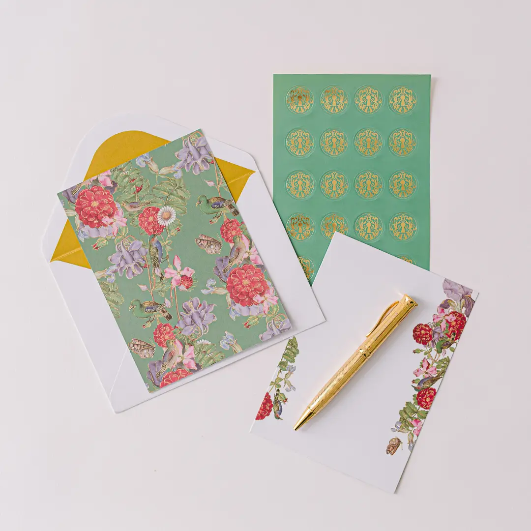 Pink Bird Menagerie Illumination Luxury Stationery Set