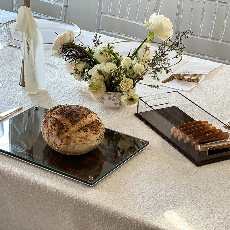 Wood and lucite challah serving tray