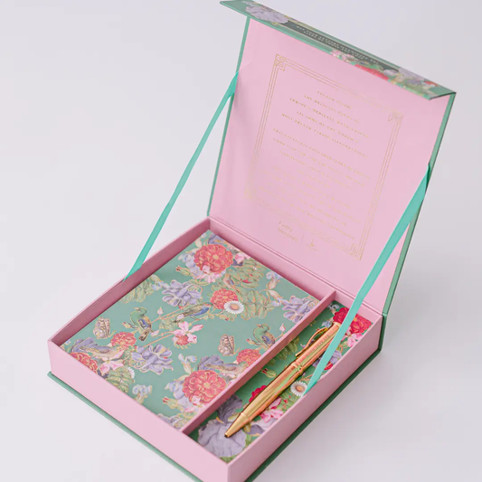 Pink Bird Menagerie Illumination Luxury Stationery Set