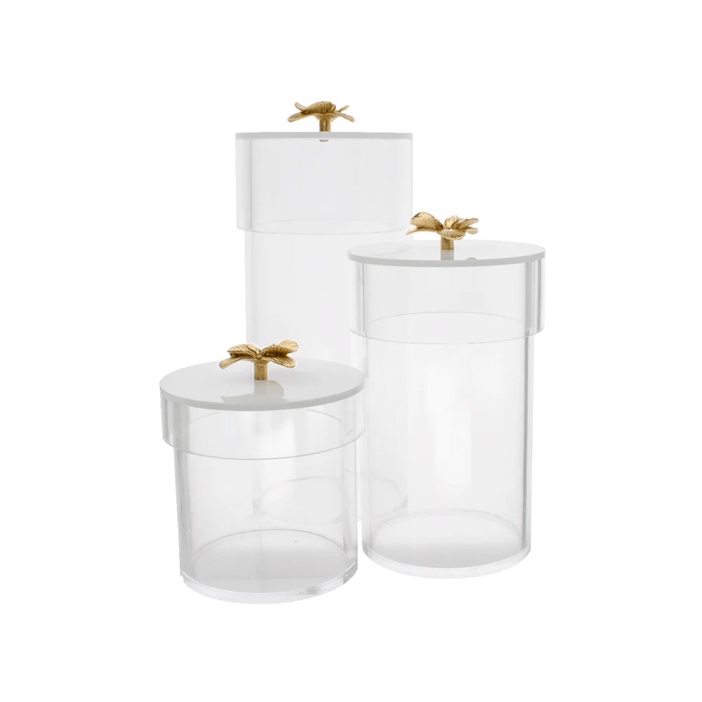 Lucite Cookie Jar with Gold Flower Handle - Little Somethings NYC